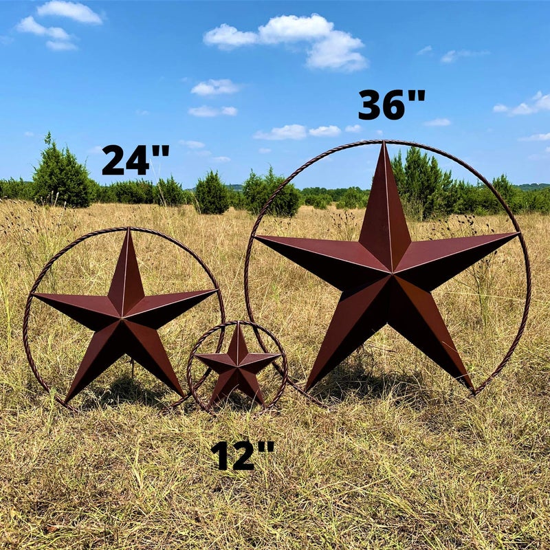 EcoRise Barn Star - Metal Stars for Outside Texas Stars Art Rustic Vintage Western Country Home Farmhouse Wall Decor (24") - Image 5